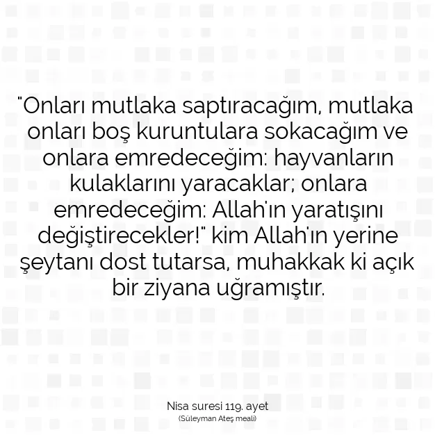 Ayetbul | Kuran Mealleri | Quran | Nisa suresi 119. ayet