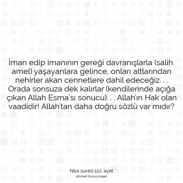 Ayetbul | Kuran Mealleri | Quran | Nisa suresi 122. ayet