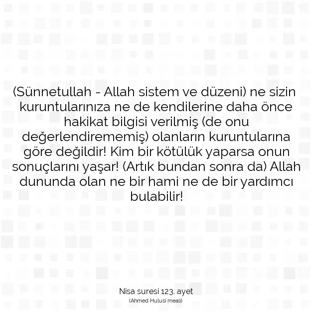 Ayetbul | Kuran Mealleri | Quran | Nisa suresi 123. ayet