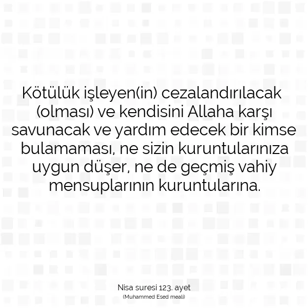 Ayetbul | Kuran Mealleri | Quran | Nisa suresi 123. ayet