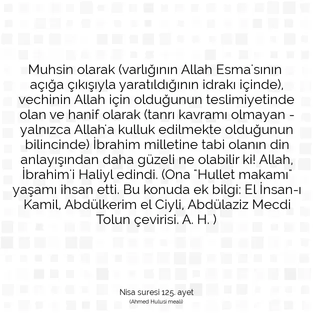 Ayetbul | Kuran Mealleri | Quran | Nisa suresi 125. ayet