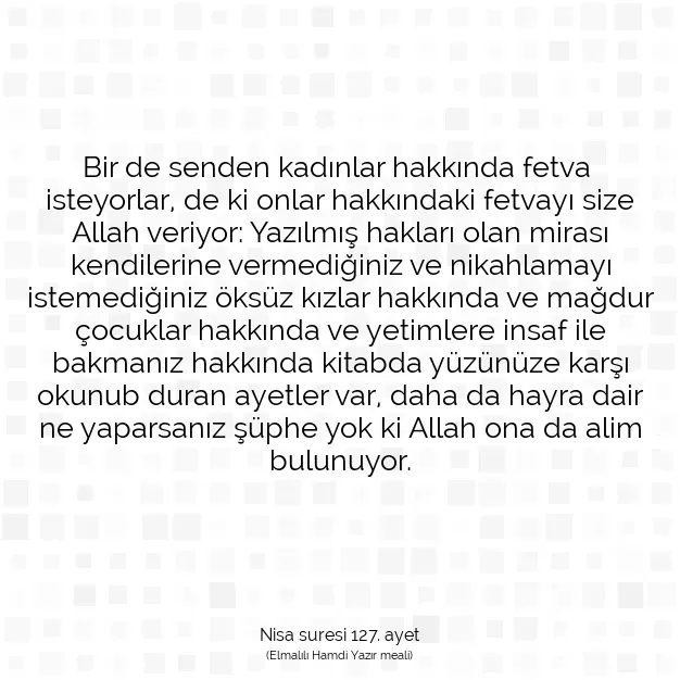 Ayetbul | Kuran Mealleri | Quran | Nisa suresi 127. ayet