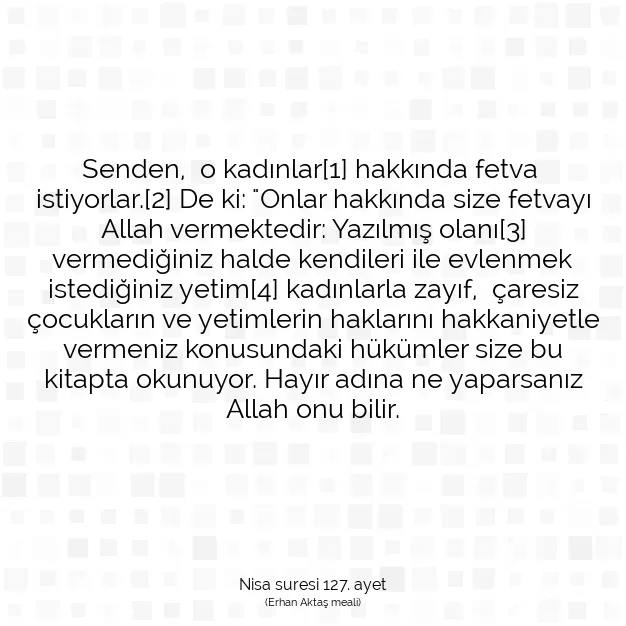 Ayetbul | Kuran Mealleri | Quran | Nisa suresi 127. ayet