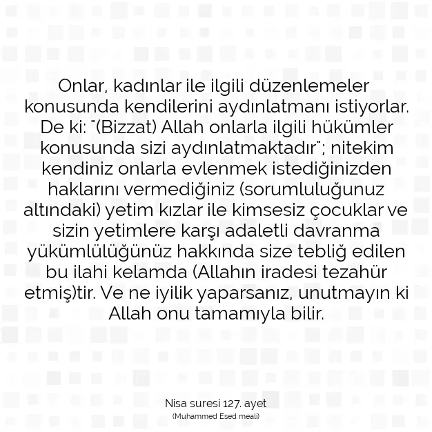 Ayetbul | Kuran Mealleri | Quran | Nisa suresi 127. ayet