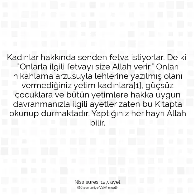 Ayetbul | Kuran Mealleri | Quran | Nisa suresi 127. ayet