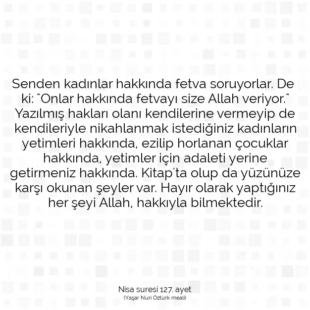 Ayetbul | Kuran Mealleri | Quran | Nisa suresi 127. ayet