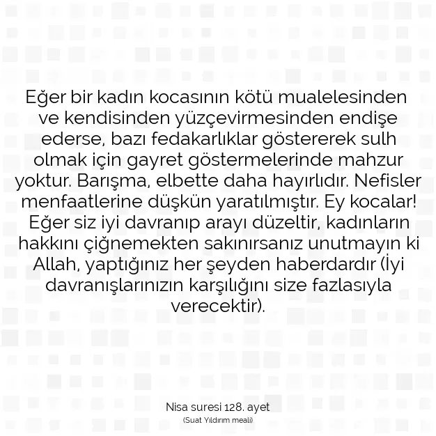 Ayetbul | Kuran Mealleri | Quran | Nisa suresi 128. ayet