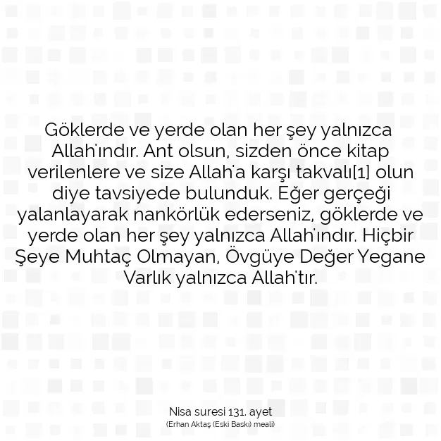 Ayetbul | Kuran Mealleri | Quran | Nisa suresi 131. ayet