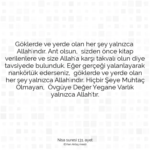 Ayetbul | Kuran Mealleri | Quran | Nisa suresi 131. ayet