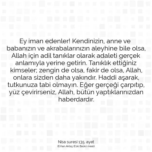 Ayetbul | Kuran Mealleri | Quran | Nisa suresi 135. ayet