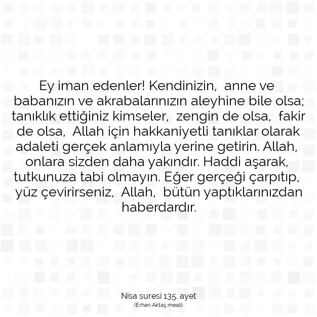 Ayetbul | Kuran Mealleri | Quran | Nisa suresi 135. ayet