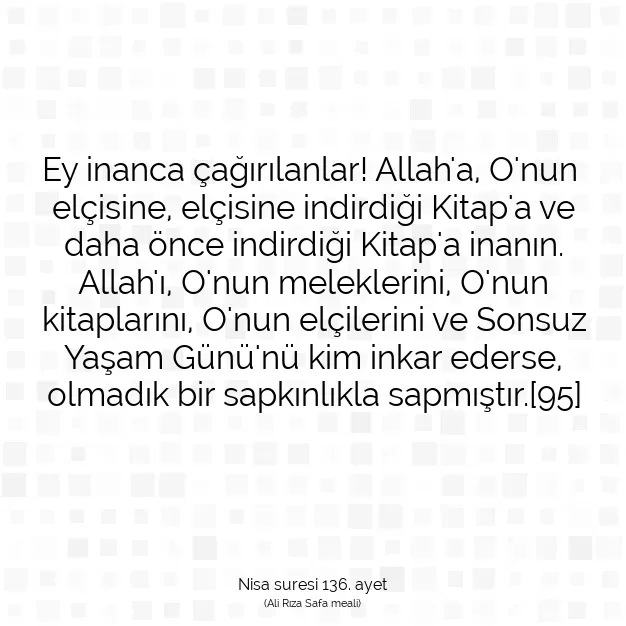 Ayetbul | Kuran Mealleri | Quran | Nisa suresi 136. ayet