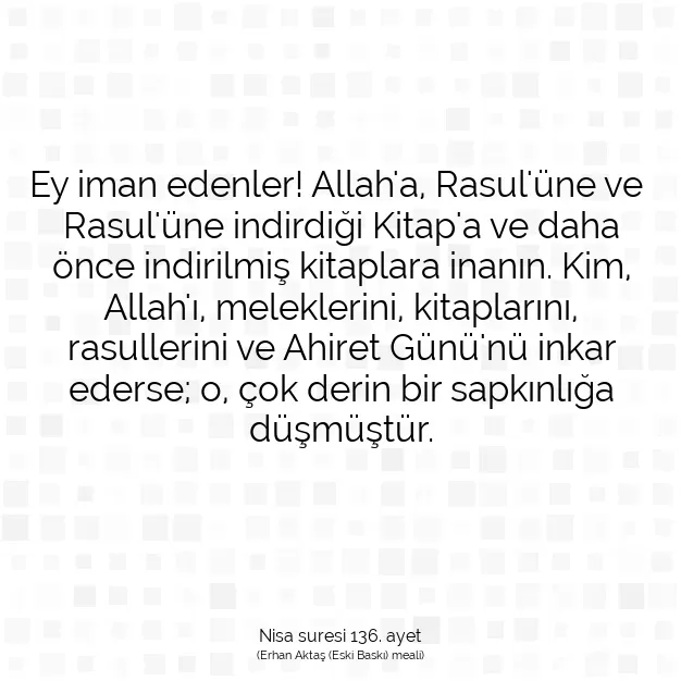 Ayetbul | Kuran Mealleri | Quran | Nisa suresi 136. ayet