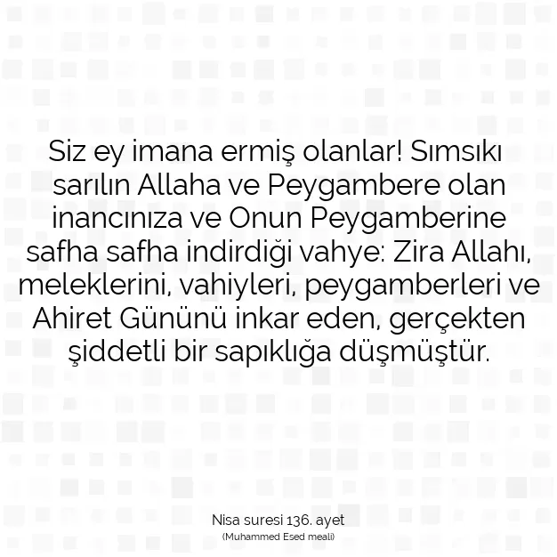 Ayetbul | Kuran Mealleri | Quran | Nisa suresi 136. ayet