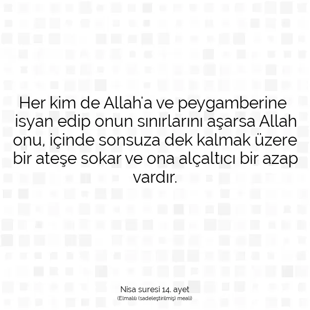 Ayetbul | Kuran Mealleri | Quran | Nisa suresi 14. ayet