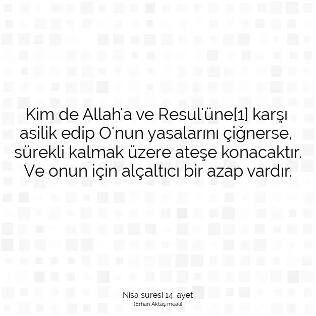 Ayetbul | Kuran Mealleri | Quran | Nisa suresi 14. ayet