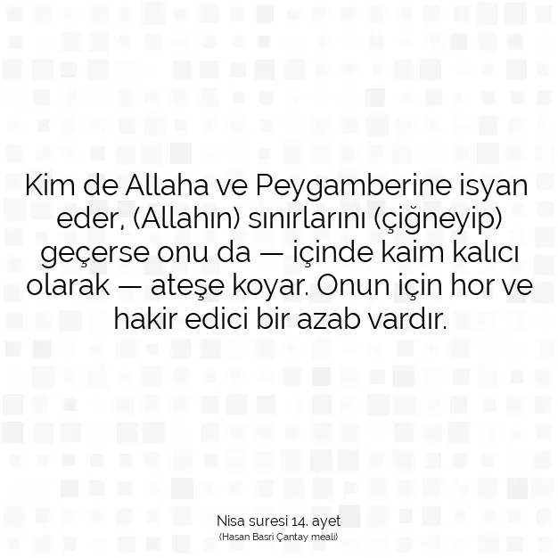 Ayetbul | Kuran Mealleri | Quran | Nisa suresi 14. ayet