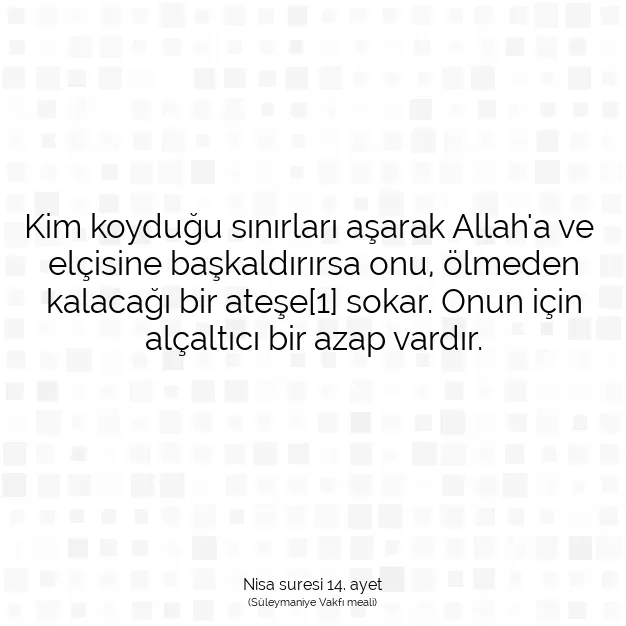 Ayetbul | Kuran Mealleri | Quran | Nisa suresi 14. ayet