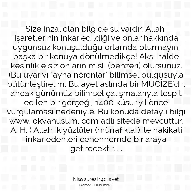 Ayetbul | Kuran Mealleri | Quran | Nisa suresi 140. ayet