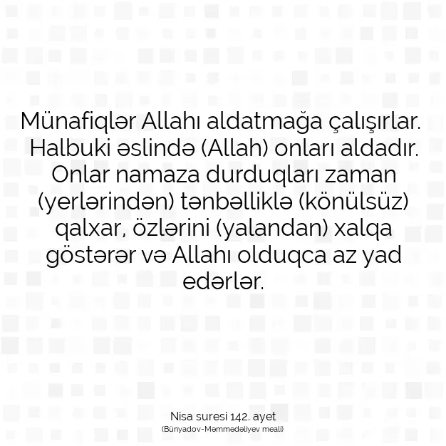 Ayetbul | Kuran Mealleri | Quran | Nisa suresi 142. ayet