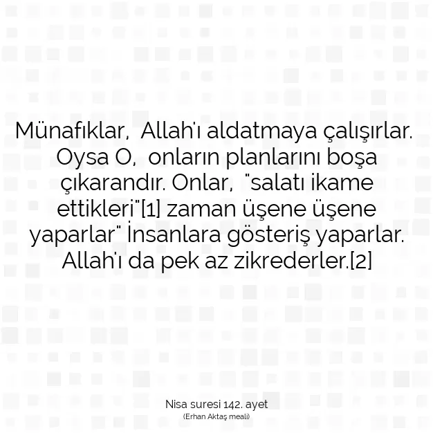 Ayetbul | Kuran Mealleri | Quran | Nisa suresi 142. ayet