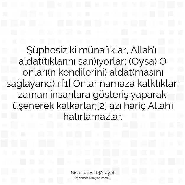 Ayetbul | Kuran Mealleri | Quran | Nisa suresi 142. ayet