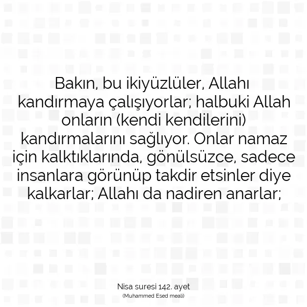 Ayetbul | Kuran Mealleri | Quran | Nisa suresi 142. ayet