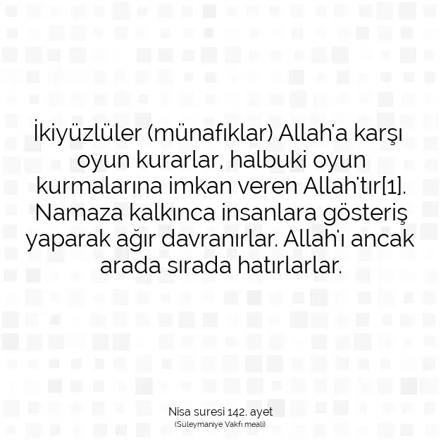 Ayetbul | Kuran Mealleri | Quran | Nisa suresi 142. ayet