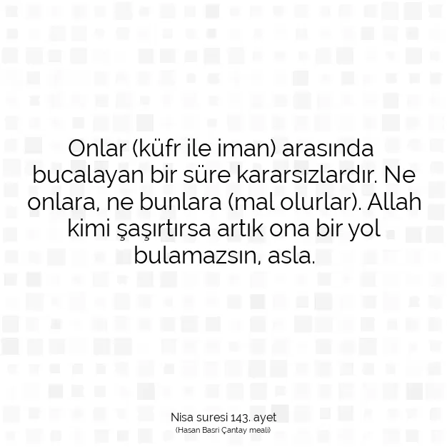 Ayetbul | Kuran Mealleri | Quran | Nisa suresi 143. ayet