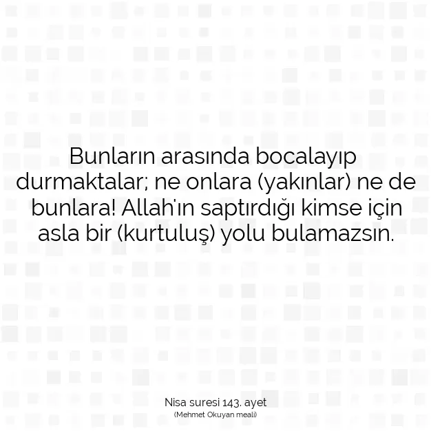 Ayetbul | Kuran Mealleri | Quran | Nisa suresi 143. ayet