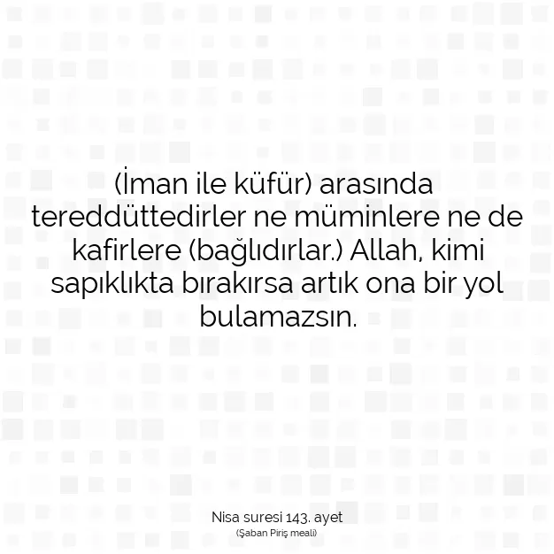 Ayetbul | Kuran Mealleri | Quran | Nisa suresi 143. ayet