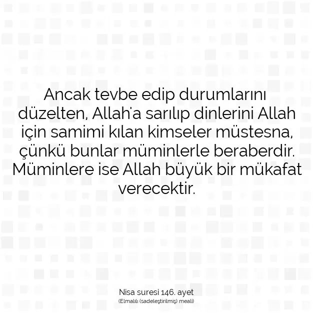 Ayetbul | Kuran Mealleri | Quran | Nisa suresi 146. ayet