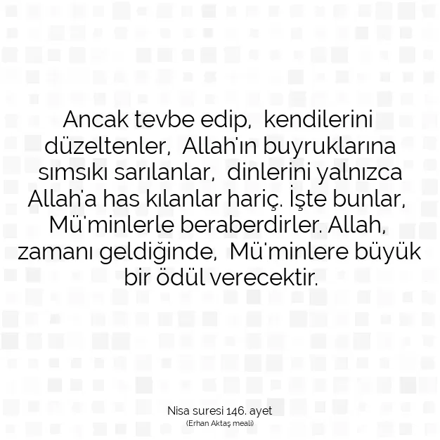 Ayetbul | Kuran Mealleri | Quran | Nisa suresi 146. ayet