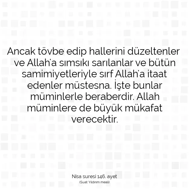 Ayetbul | Kuran Mealleri | Quran | Nisa suresi 146. ayet