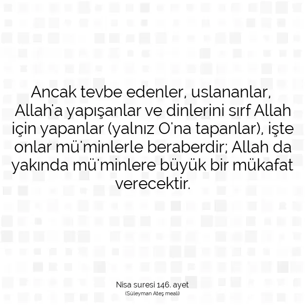 Ayetbul | Kuran Mealleri | Quran | Nisa suresi 146. ayet