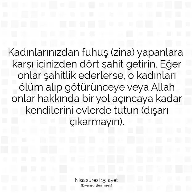 Ayetbul | Kuran Mealleri | Quran | Nisa suresi 15. ayet