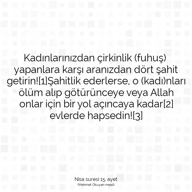 Ayetbul | Kuran Mealleri | Quran | Nisa suresi 15. ayet