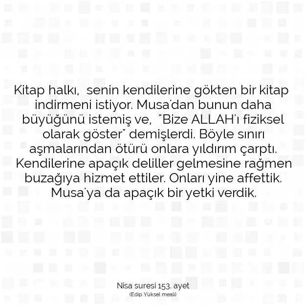 Ayetbul | Kuran Mealleri | Quran | Nisa suresi 153. ayet