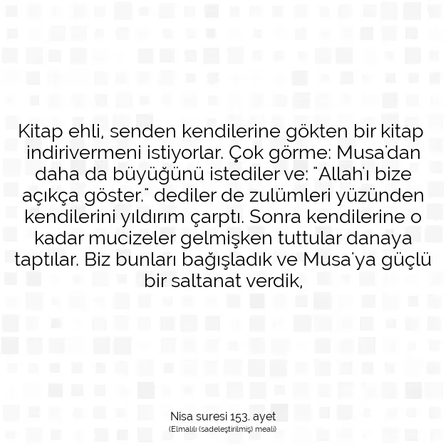 Ayetbul | Kuran Mealleri | Quran | Nisa suresi 153. ayet