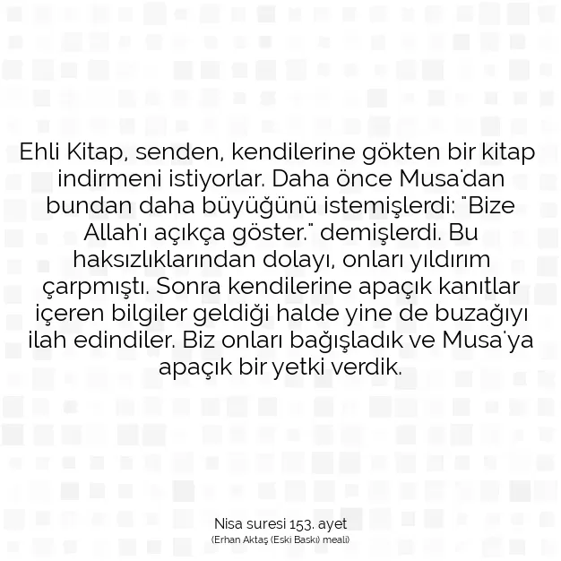 Ayetbul | Kuran Mealleri | Quran | Nisa suresi 153. ayet