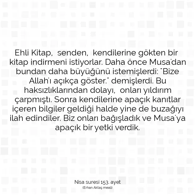 Ayetbul | Kuran Mealleri | Quran | Nisa suresi 153. ayet