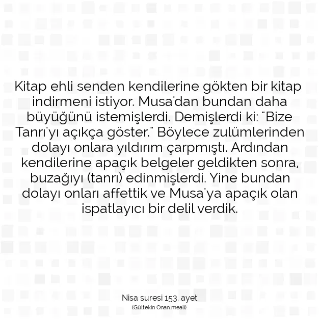 Ayetbul | Kuran Mealleri | Quran | Nisa suresi 153. ayet