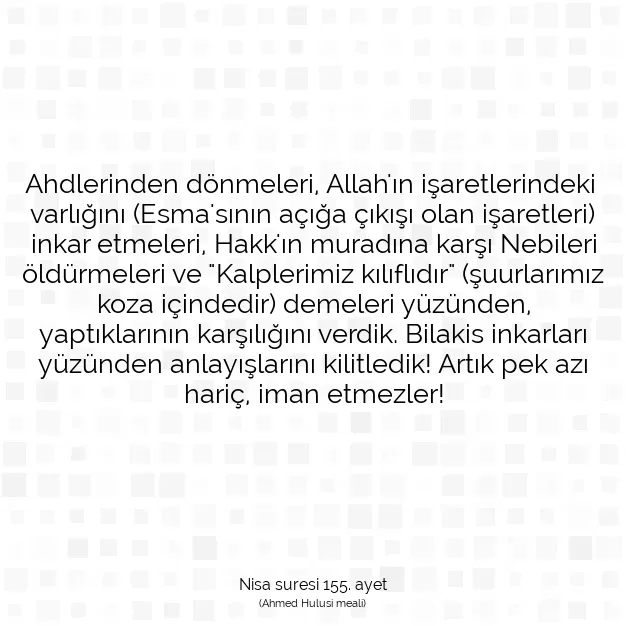 Ayetbul | Kuran Mealleri | Quran | Nisa suresi 155. ayet