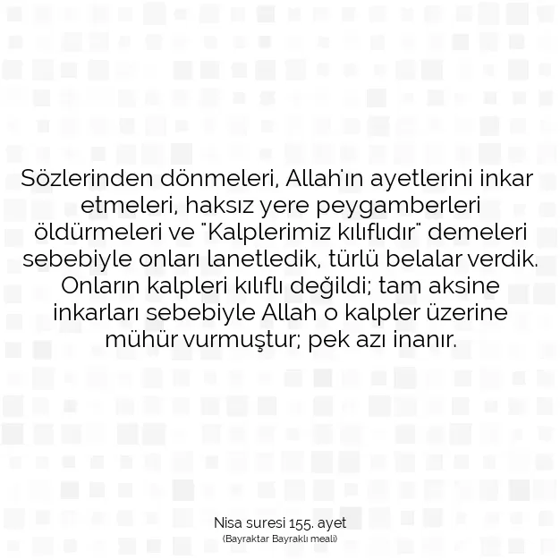 Ayetbul | Kuran Mealleri | Quran | Nisa suresi 155. ayet