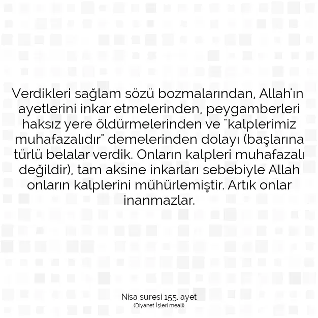 Ayetbul | Kuran Mealleri | Quran | Nisa suresi 155. ayet