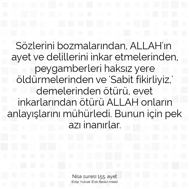 Ayetbul | Kuran Mealleri | Quran | Nisa suresi 155. ayet