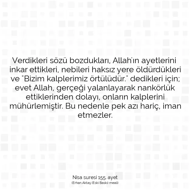 Ayetbul | Kuran Mealleri | Quran | Nisa suresi 155. ayet