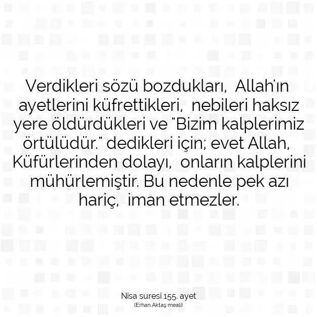 Ayetbul | Kuran Mealleri | Quran | Nisa suresi 155. ayet