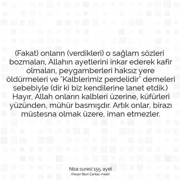 Ayetbul | Kuran Mealleri | Quran | Nisa suresi 155. ayet