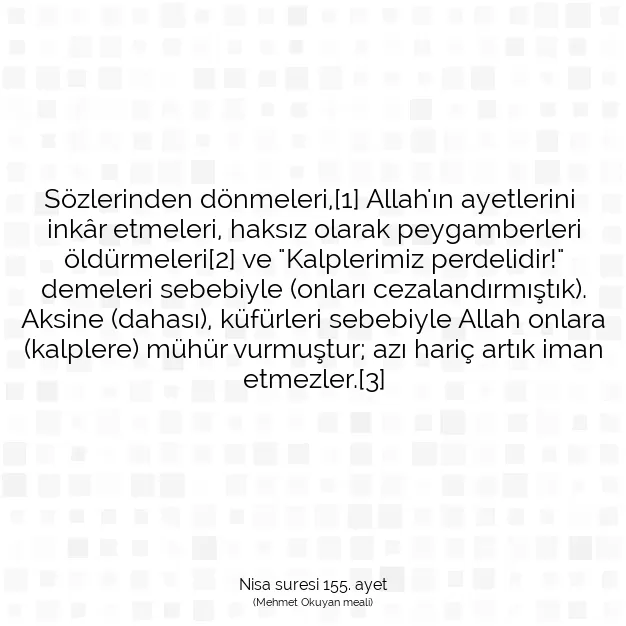 Ayetbul | Kuran Mealleri | Quran | Nisa suresi 155. ayet